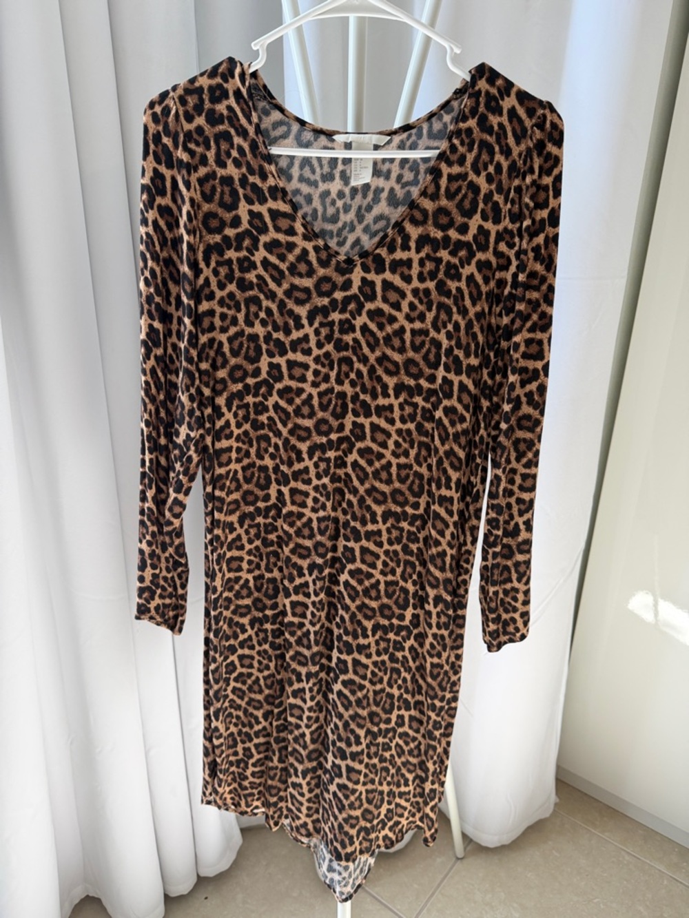 H&M Leopard-Print V-Neck Dress — Brown & Black